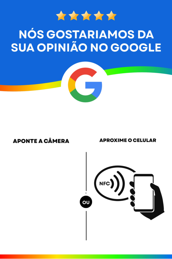 Google azul · NFC + QR · 10×15 cm