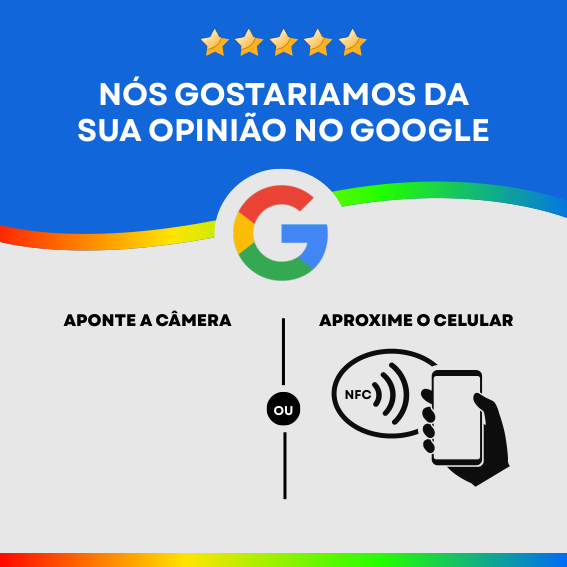 Google azul · NFC + QR · 10×10 cm